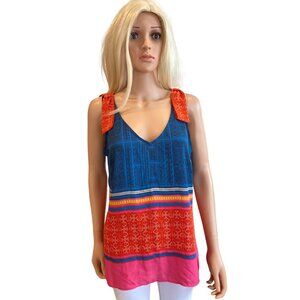 CAbi Shoulder Tie Top Tunic #5787 Nomad Multicolor Print Women's Medium